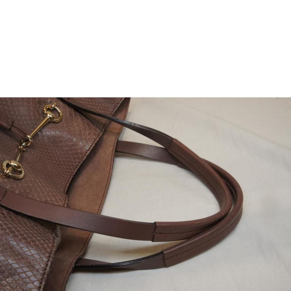 Gucci Python Horsebit Tote Bag Brown - image 4